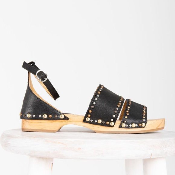 FREE PEOPLE Leather Studded Flat Sandals - Picture 1 of 7